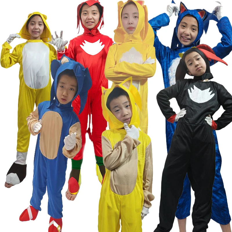 

Halloween Anime Movies Sok Costume Children's Role Play Cospla Supersonic Mouse Dresses Hedgehog Boy Clothing Jumpsuit Tailed Fo