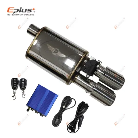 EPLUS 자동차 소음기 스테인레스 배기 시스템 전기 밸브 제어 배기 파이프 키트 조정 가능한 밸브 각도 카본 노즐