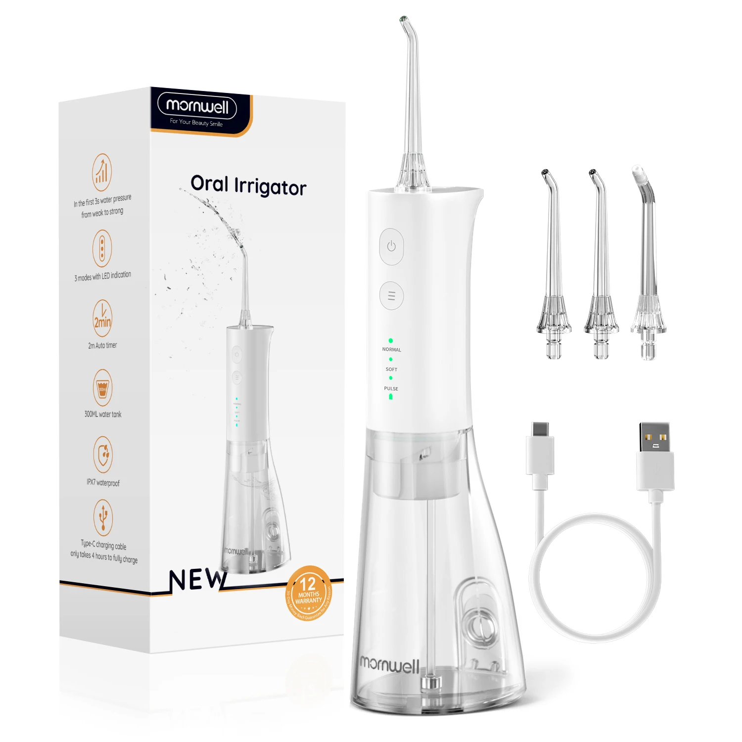 Oral Irrigator F29 Portable Dental Water Flosser USB Rechargeable Dental Water Jet Waterproof Pick Flosser 300ML Water Tank