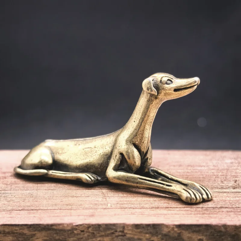 Durable Brass Miniature Dog Statue Greyhound Figurine Collectible Featherless Holiday Gift Desk Ornament Metal Home Decor