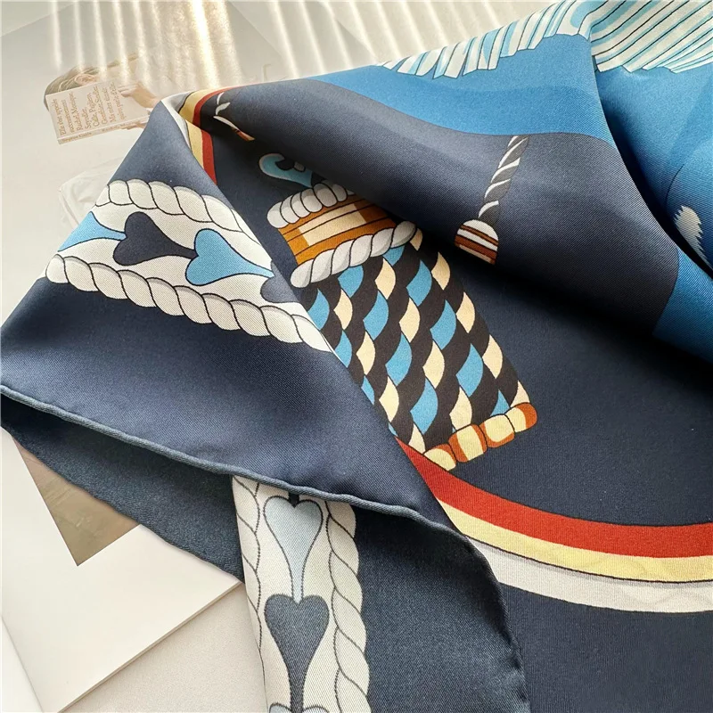 Horse Twill Silk Scarf Mulberry Giant Hand-Rolled Shawl Herm Head Hair Bag Bandanas Large Summer Spring Accessories Decoration