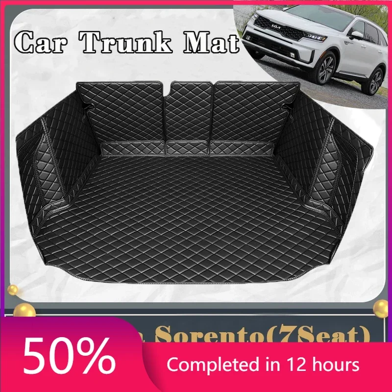 Car Trunk Mat For Kia Sorento MQ4 2021 2022 2023 7seat Dirt-resistant Fully Surrounded Trunk Mat Rear Cargo Tray Car Accessories