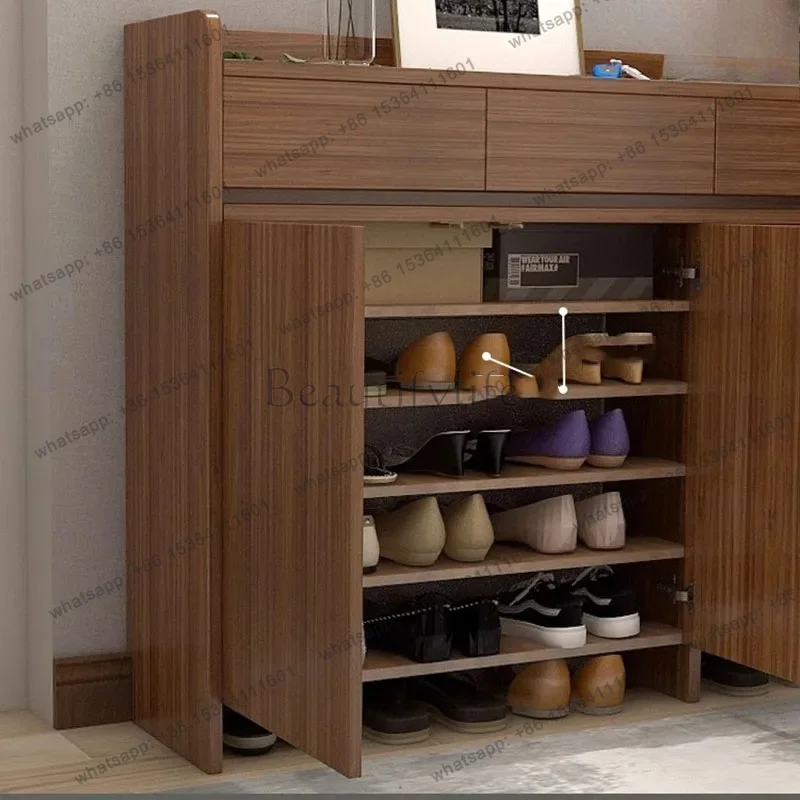 LJY Chinese Style Large Capacity Shoe Cabinet with Multiple Layers Rustic Entryway Storage Modern Nordic Design Hallway Shoe Rac