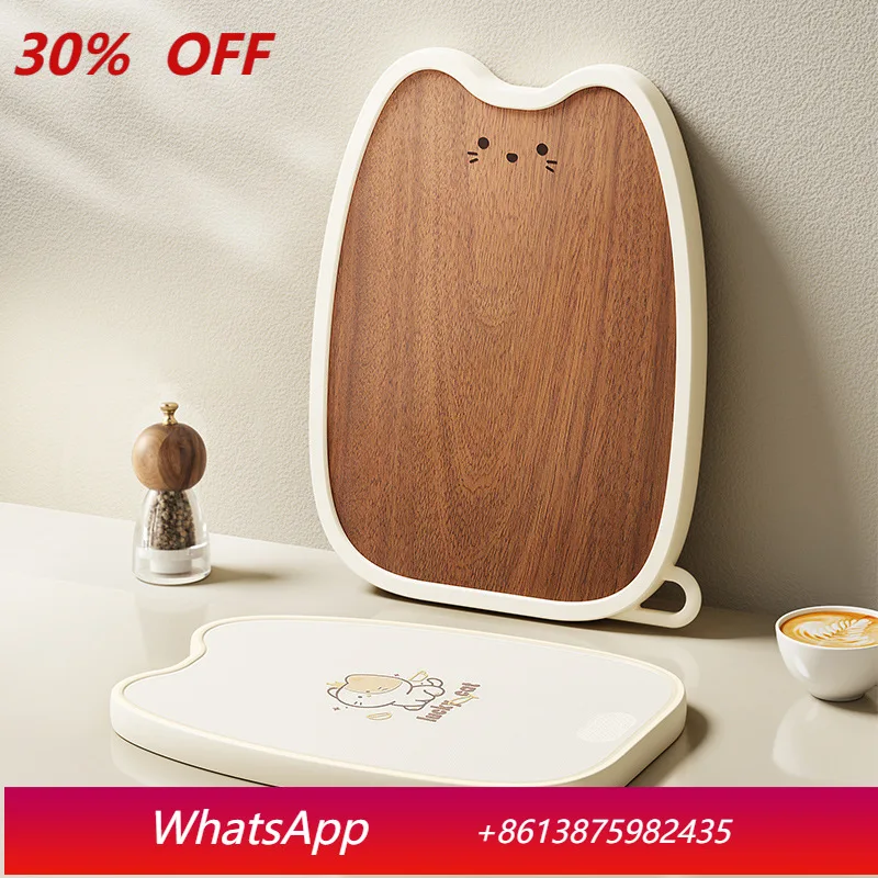 

LMM double-sided cartoon cutting board antibacterial and mildew-proof household thickened solid wood cutting board