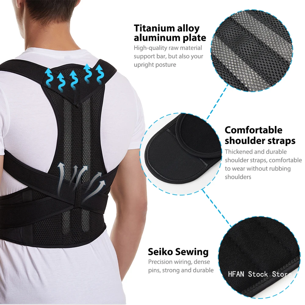 Reinforced Belt Lumbar Column Posture Corrector Vest Adjustable Back Support Strap Shoulder Spine Brace Neck Stretcher Trainer