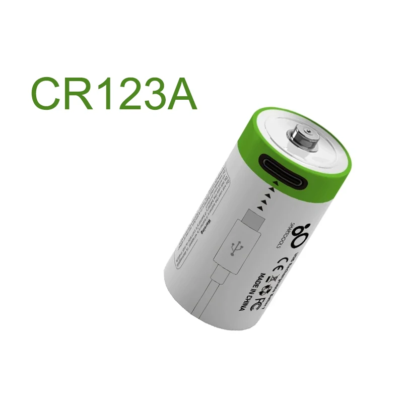 

3.7V CR123A 700mAh Rechargeable Battery CR17345 16340 Batteries for Laser Pen LED Flashlight Cell +USB Type-c Cable