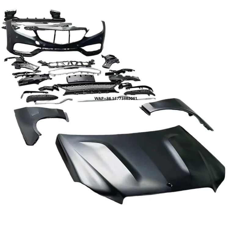 

Комплект для модификации E-Class W212 (2014-2016) в стиле E63: передний и задний бамперы, боковые пороги, обвес, капот, крылья