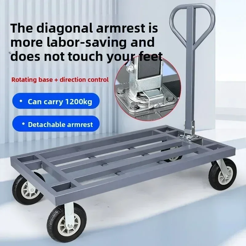 Stable Flatbed truck Pull cargo truck Small cart Hand push truck Folding portable Home silent lightweight four wheels