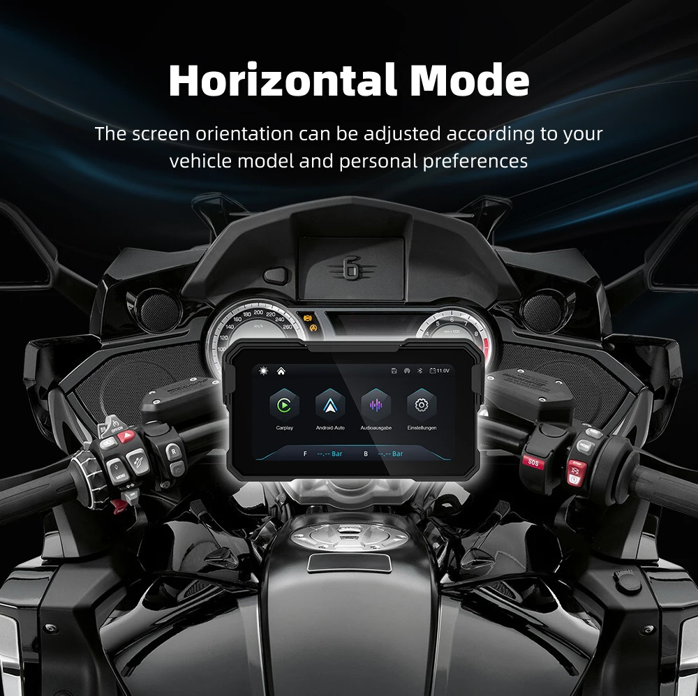 EKIY 6,25 Zoll Kabelloses CarPlay Moto Android Auto Tragbares Digitales Motorrad-Dashboard GPS-Navigation Abnehmbarer Bildschirm – Detail 3