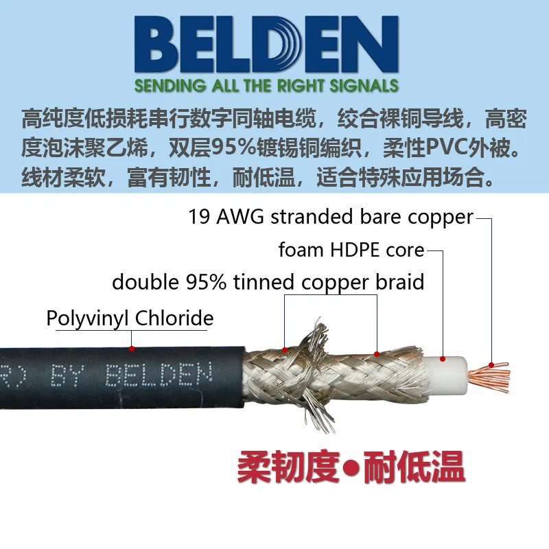 Super soft SDI coaxial cable BELDEN original imported 6G-SDI high-resolution video live event special cable