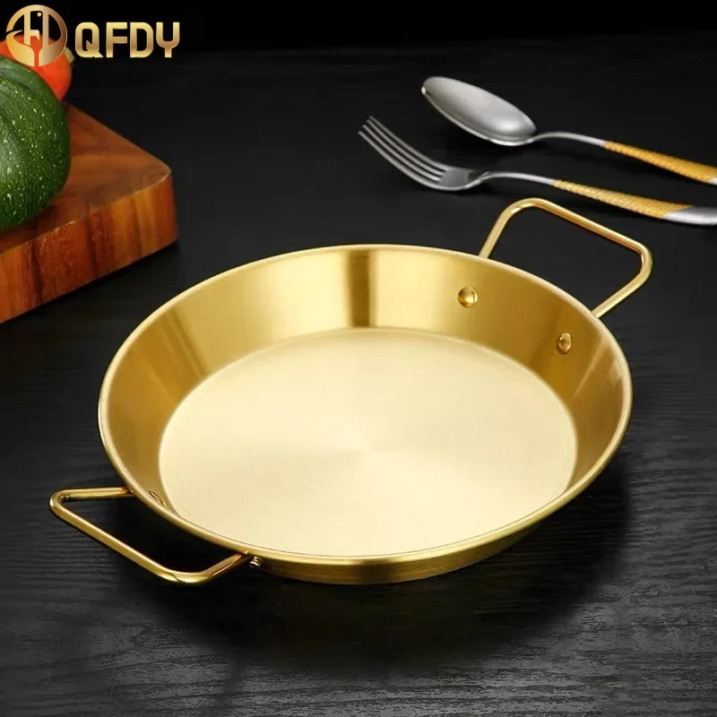 

Golden double ear fried chicken pan, Stainless steel seafood plate, salad, spaghetti, crayfish, pizza plate, snack plate