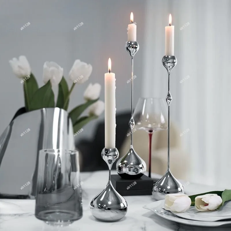 Hand Polished Candle Holder Nordic Luxury Water Drop Shape for Dining Room Decoration