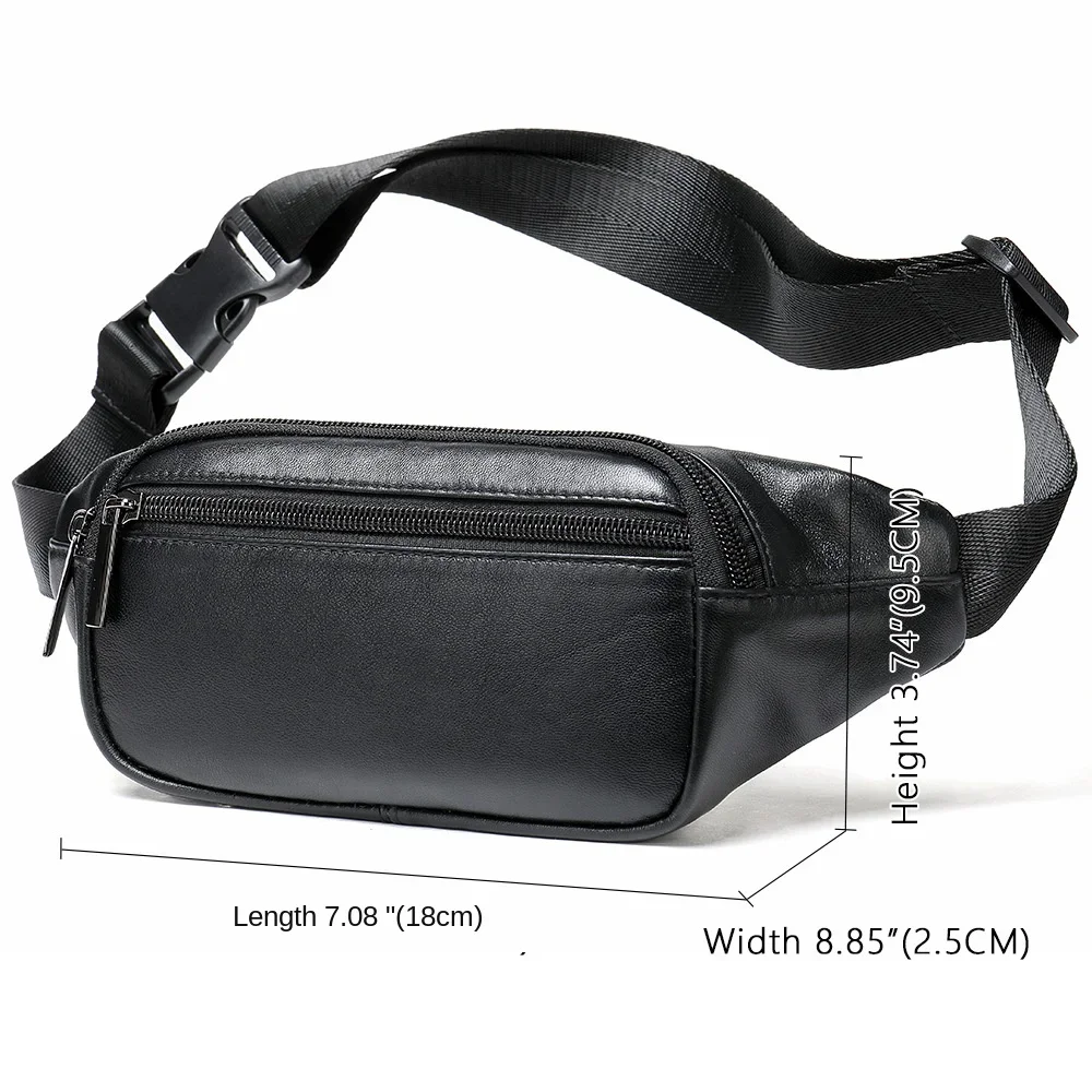 

Men's genuine leather fanny pack, waterproof satchel, sheepskin material, multi-functional chest oblique span men's bag