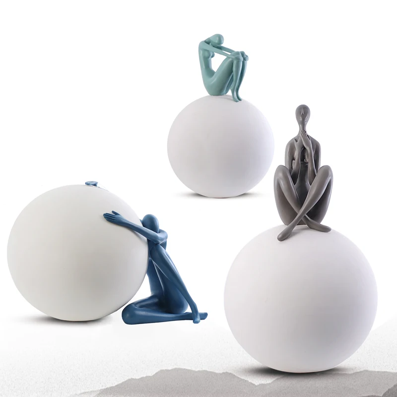 Art ornaments landing modern simple creative blue figure sculpture resin abstract decoration