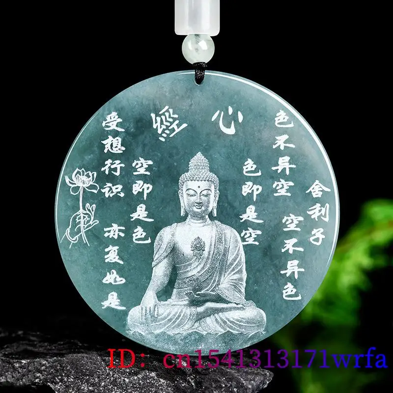 Blaue Jadeit Guanyin Buddha Anhänger Halskette Luxus Männer echten Schmuck Halsreif Stein natürliche birmanische Jade Amulett geschnitzte Mode