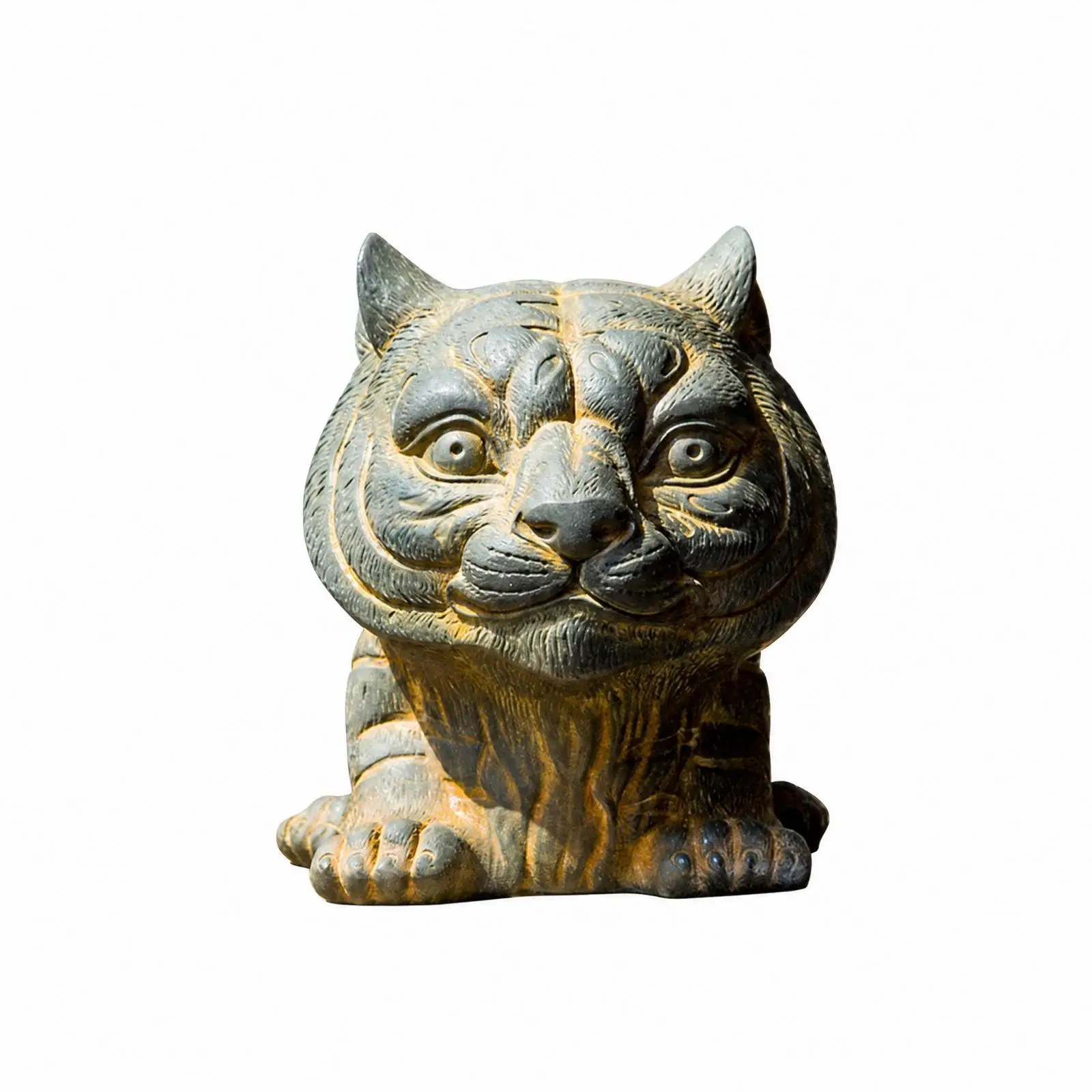 Animal Figurine Handcrafted Resin Tiger Statue with Iron Powder Sculptural for Astrological Decor Enthusiasts, Console Table