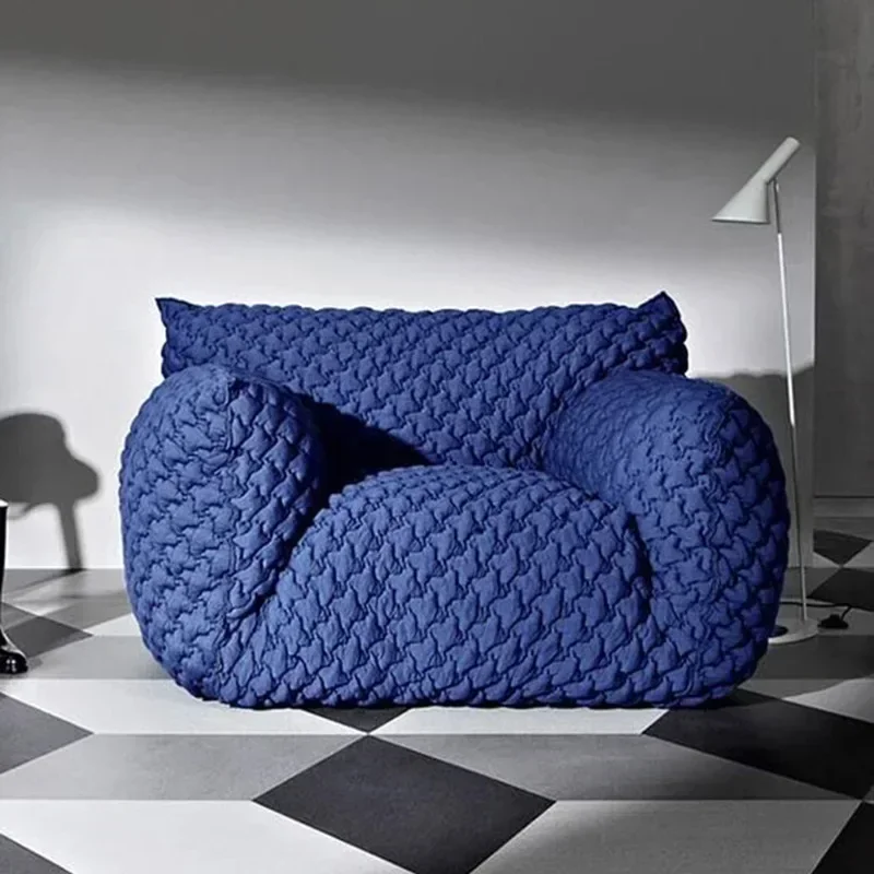 Italian fabric sofa casual ins living room bedroom lazy blue fat sofa light luxury lazy single sofa