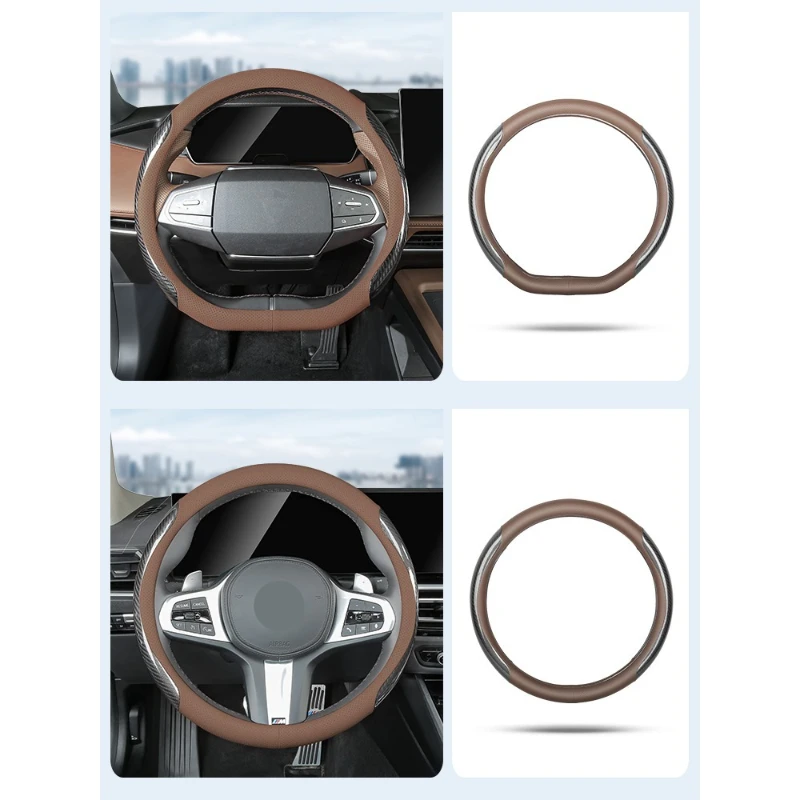 For Polestones ROX 01 Leather Steering Wheel Cover Ultrathin Four Season Universal Non-Slip Breathable Car Interior Accessory