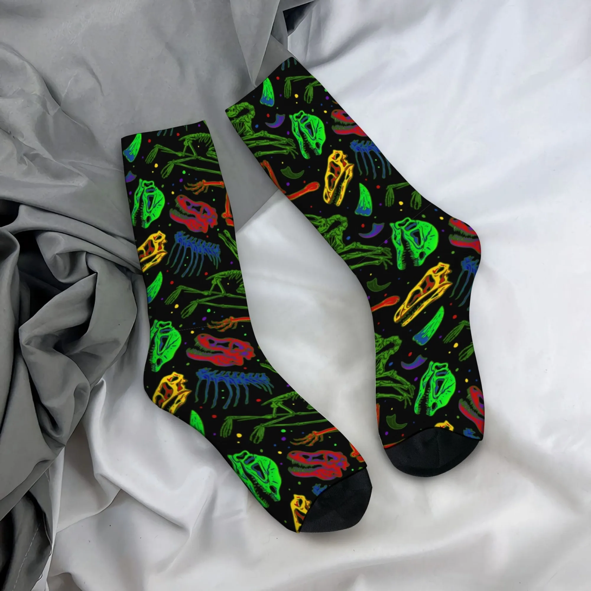 

Harajuku Cyber ​​Retro Dinosaur Bone Print Men's Socks Comfortable Breathable Non-Slip Casual Socks Crazy Party Holiday Gift