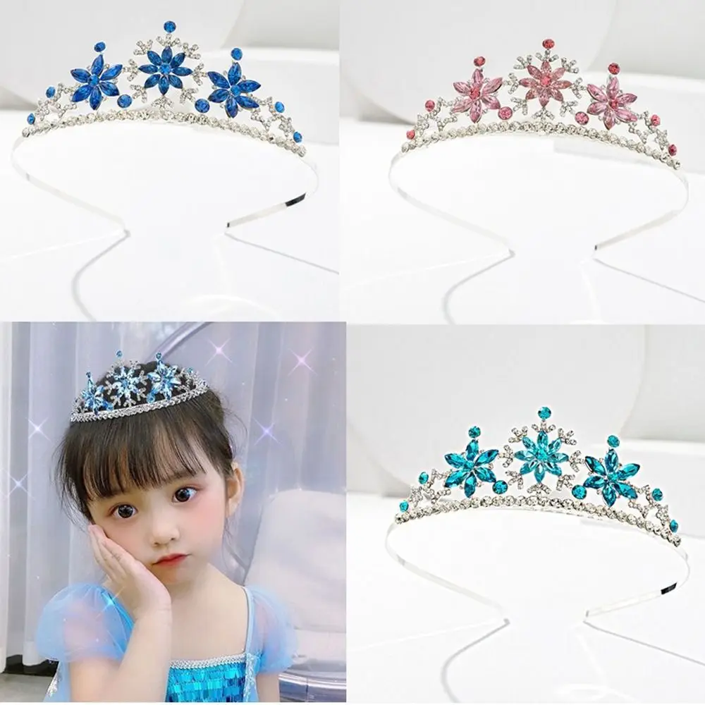 Delicate Headdress Role Play Snowflake Photo Shoot Accessory Crystal Kids Crown Children Headband Korean Style Tiara Hair Band