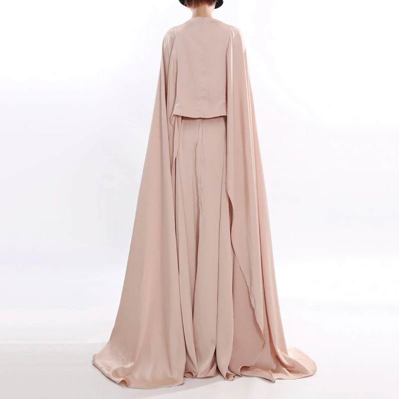HKSH Spring Autumn New Women Set Solid Color Shawl Niche Design Top Split Draped Long Skirt Elegant Ins Party Gown Dress HK17867