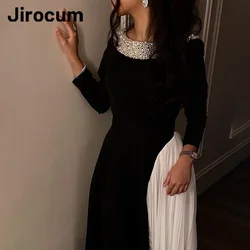 Jirocum Elegant Vintage Simple Black Prom Dress Women's Pearl Saudi 2025 Party Evening Gowns Formal Occasion Gowns customized