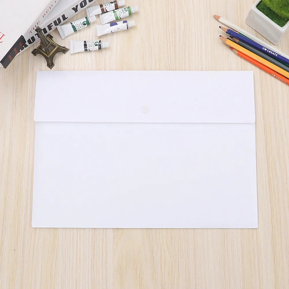 

4Pcs A4 File Folder Semi Transparent PP File Bag Stylish Easy Clean Tear Resistant Document Organizer for School Office Travel