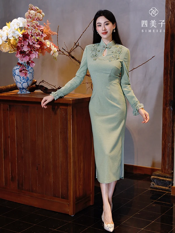 

Новое осеннее платье Chun Nao: простое, современное, дышащее, с длинными рукавами, из полиэфирного волокна