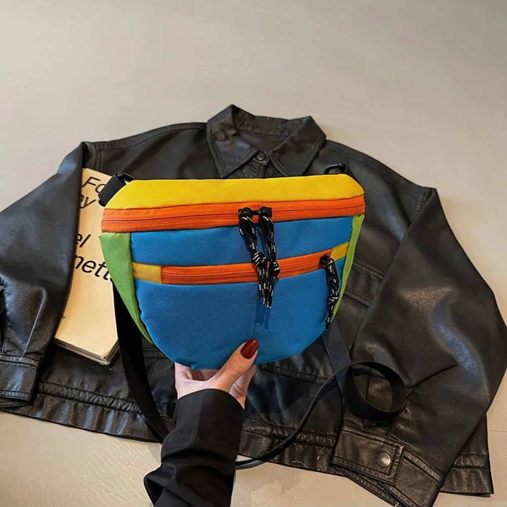 한국 스타일 나일론 하프문 백 방수 컬러 대비 덤플링 숄더백 올매치 경량 스포츠 크로스백