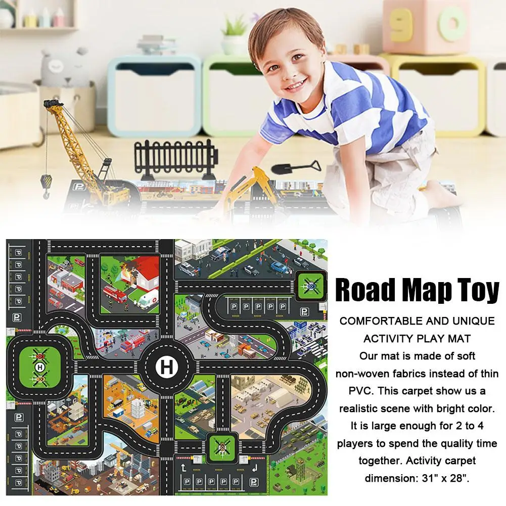 Kinderen Stad Kaart Speelgoed Auto Parking Road Map Legering Speelgoed Model Auto Klimmatten Engelse Versie Nieuw Voor Kinderen Spelen Game Map Racing X9i9