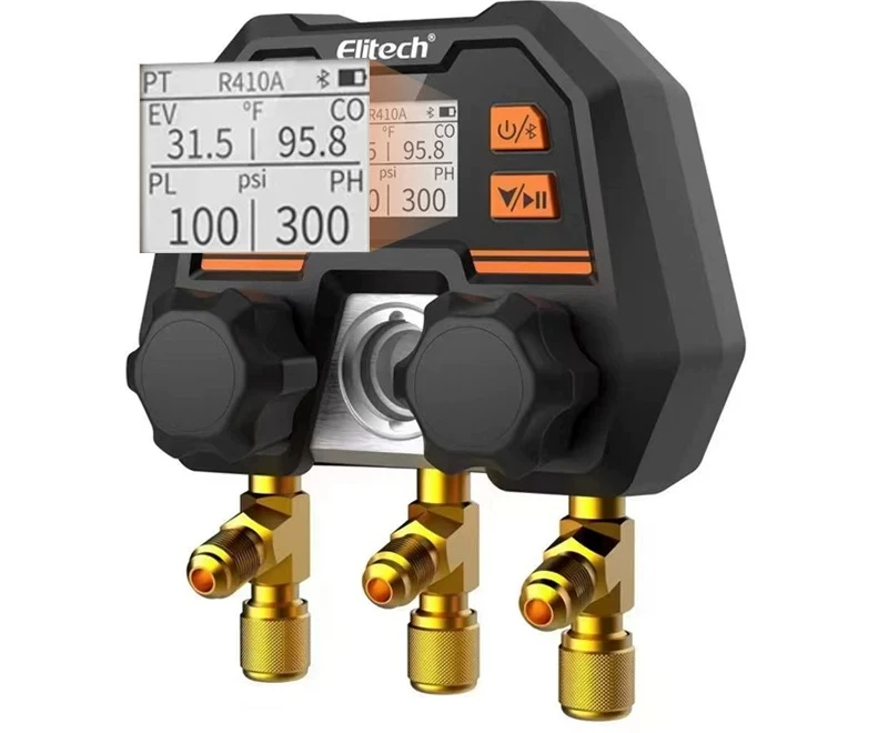 Bluetooth App Digital Dual Gauge Valve Electronic Digital Display Pressure Gauge Snow Refrigerant Fluorine Gauge Group