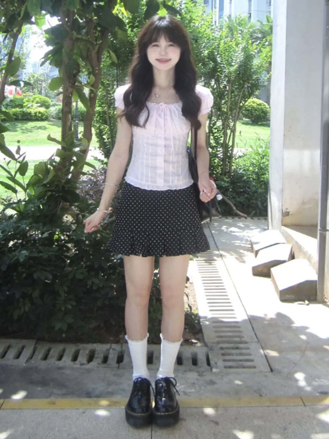 

Summer Atmosphere Gentle Style Fashion Set Short Sleeve round Neck Comfortable Cotton High Waist Skirt Shirt And Skirt Set