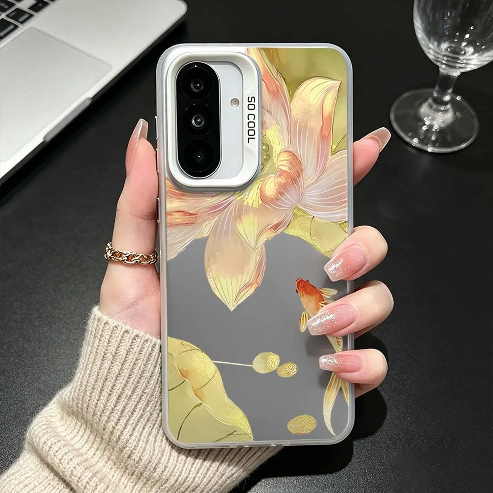 Cartoon Lotus Art For Samsung Galaxy A26 A25 A24 A23 A22 A21s A20s A16 A15 A14 A13 A12 A11 A06 A05 A04 A03 Phone Case