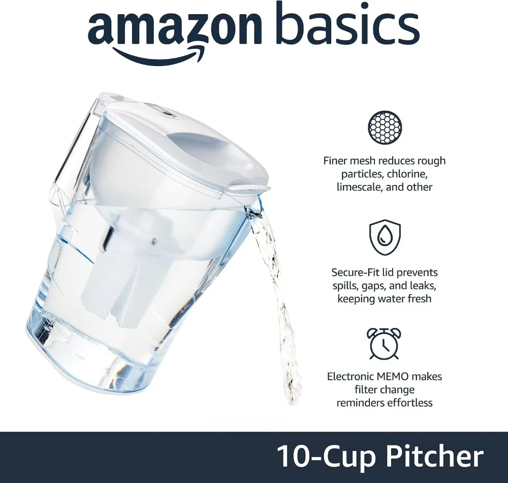 10-Cup Water Filter Pitcher, Compatible with Brita Filters, WQA & NSF Certified, BPA-Free, Made in Europe