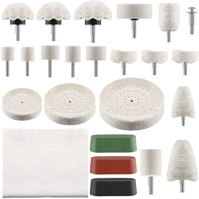 

21Pcs Buffing Pad Polishing Wheel Kits,Cone Column Mushroom Round T Shaped Buffing Wheel For Manifold Aluminum Stainless