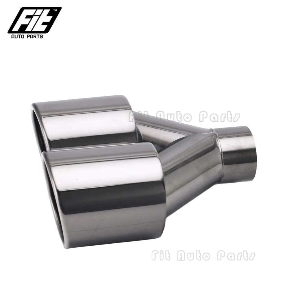 

1 PCS Black Muffler tailpipe 2.5'' inlet 4 inch Outlet dual exhaust throat rolled end tip universal car