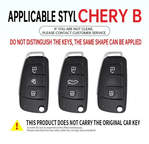 Imagen 2 del producto Funda de aleación de Zinc para llave de coche, cubierta protectora sin llave para Chery ARRIZO7, E3, E5, A3, A5, Tiggo 2, 3, 5, 3X, Fulwin2, Eastar, 2 y 3 botones