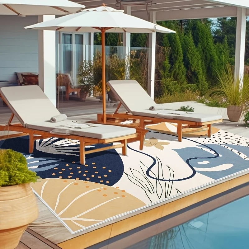 VIKAMA Luxury Casual Style Rug: Durable, Non-Slip Balcony Lounge Chair Mat, Living Room Coffee Table Rug, Home Decor