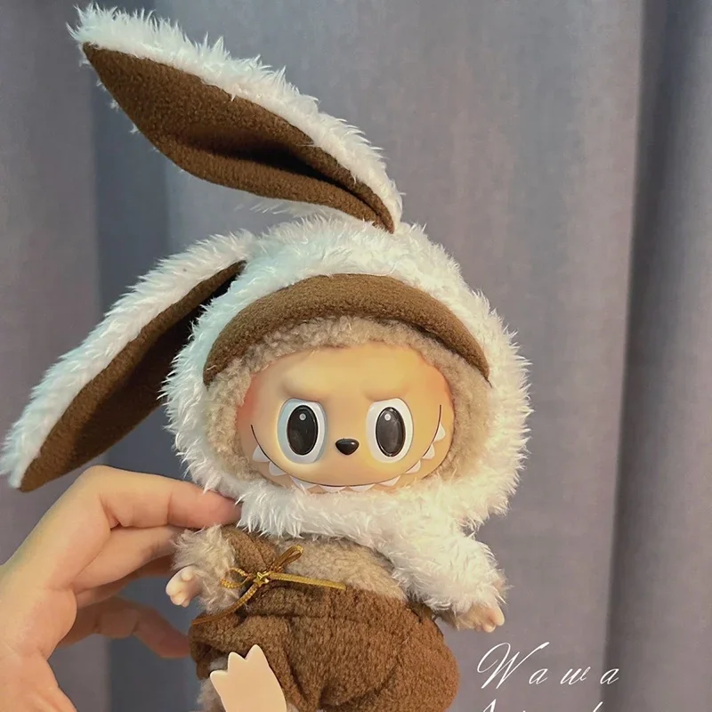 Mini ropa de muñeca de peluche de 17cm, accesorios de traje, suéter de muñeca Labubu de Kpop de Corea, ropa Diy, vestido de regalo