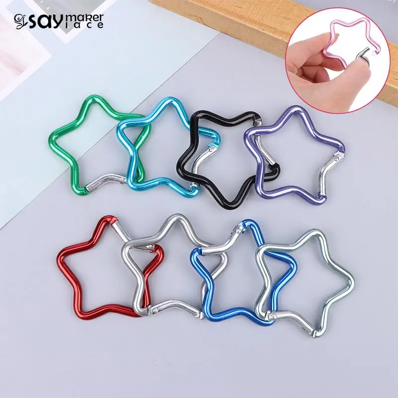 1PCS Five-pointed Star Shaped Aluminum Carabiner Key Chain Clip Outdoor Camping Keyring Hook Bottle Hanging Buckle