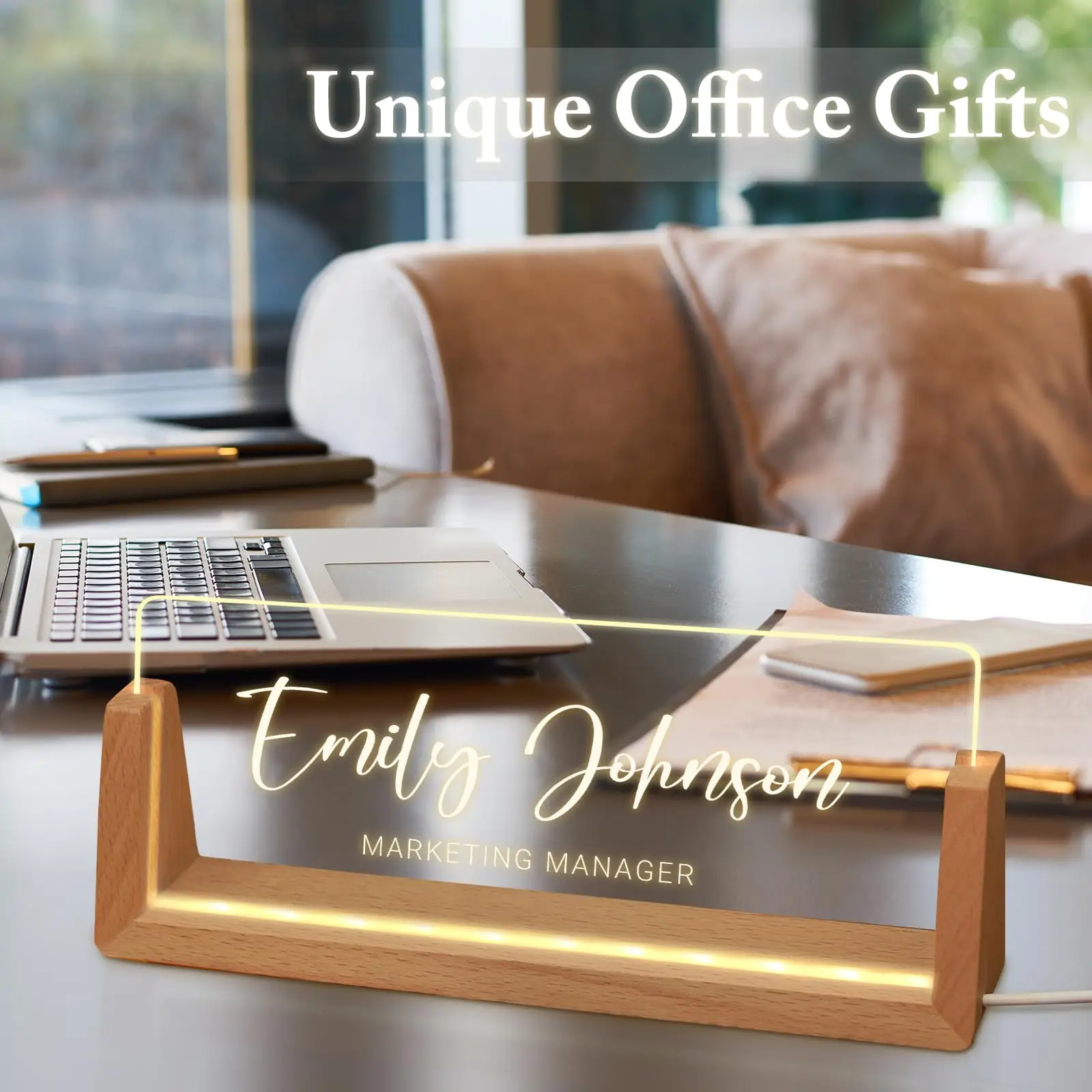 

Personalized Logo Acrylic Light Plate Custom Business Brand Office Desk Sign Decor Corporate Gift For Staff Coworkers Teacher