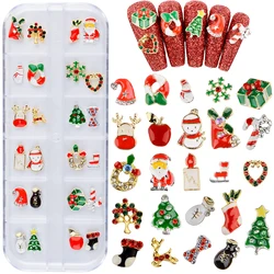 1Box Christmas Tree Snowflake Luxury Nail Art Rhinestones Metal 3D Nail Art Accessories Stones For DIY Nail Decorations Supplies