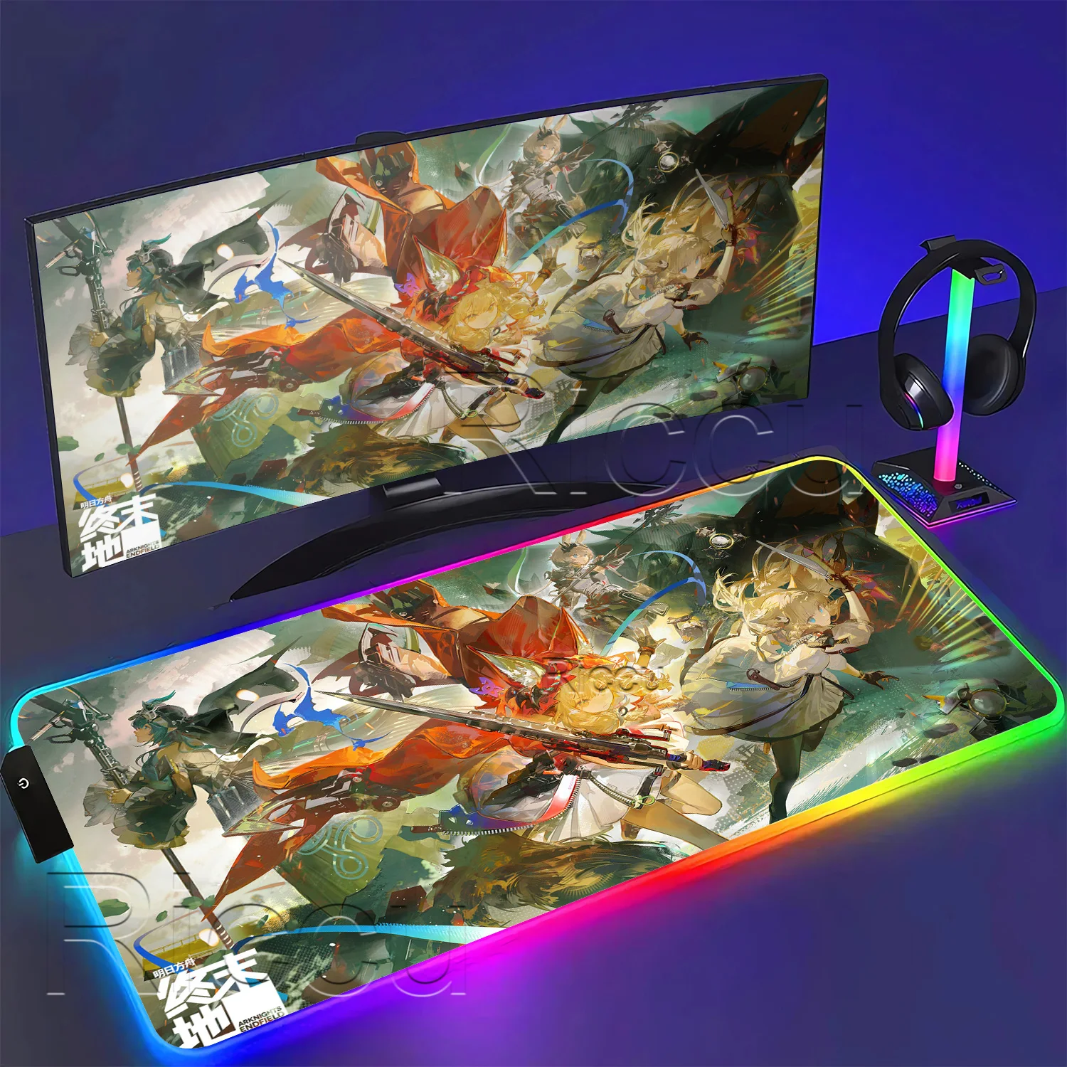 RGB Mouse Pad Arknights Endfield Rossi Anime Girl Mousepad Large Gamer XXL LED PC Gaming HD Printing overlock backlight Desk Mat