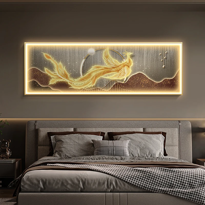 e*-Phoenix bedroom bedside lamp painting led lamp painting banner modern light luxury living room meaning good bedroom mural