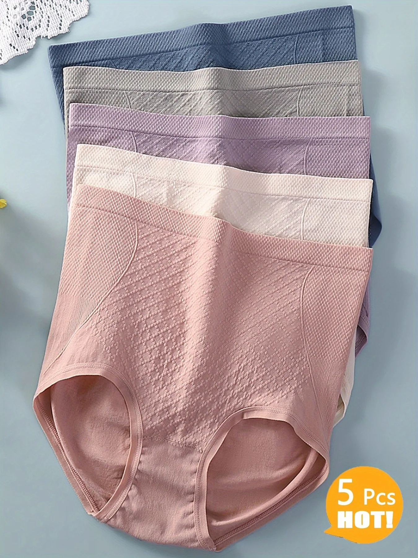 

5-Pack Women's High-Waist Seamless Panties, Tummy Control & Hip Lifting, Basic Daily Style Ladies Underwear, Available in Purple
