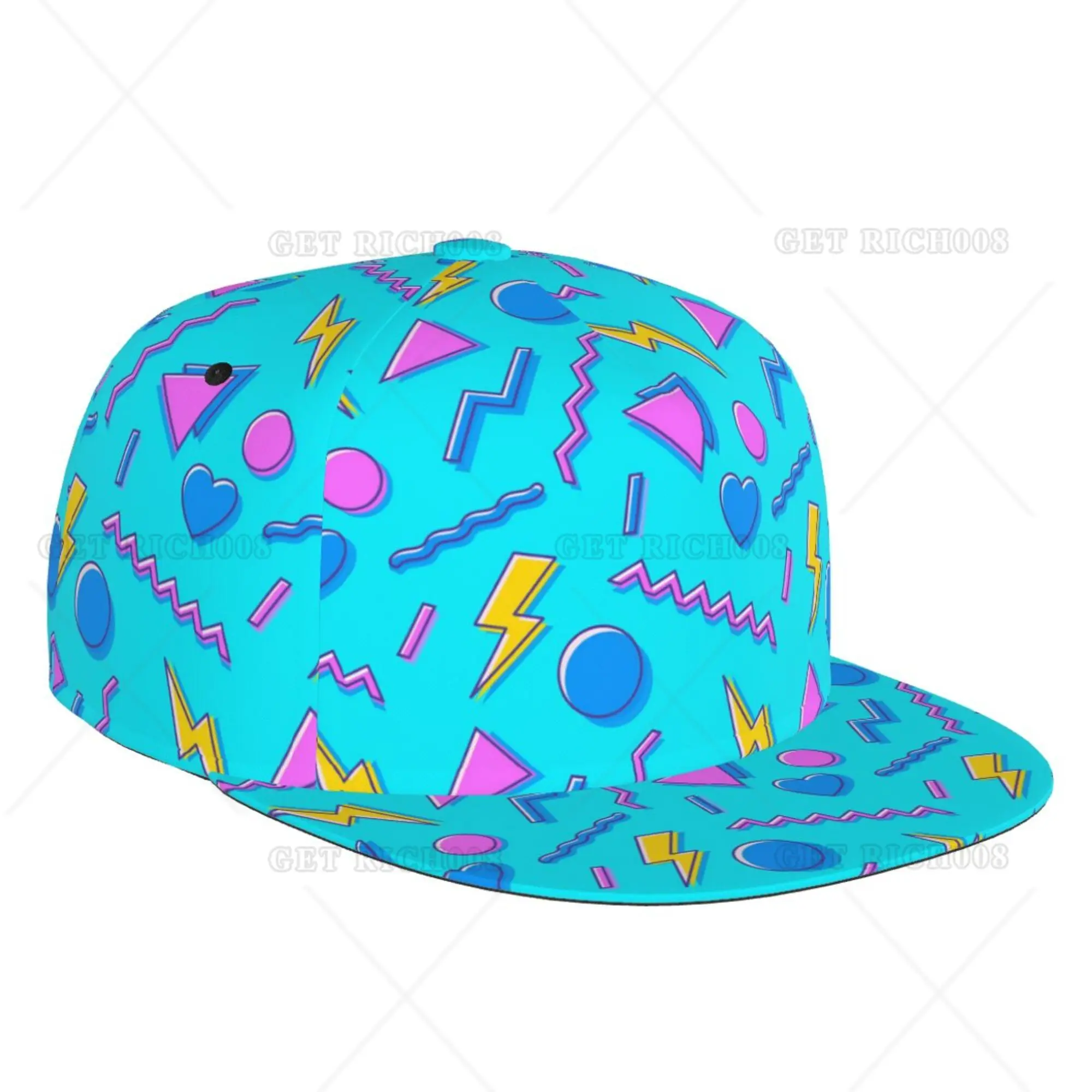 80s 90s Retro Colorful Flat Baseball Cap Hiphop Hats Fashionable All Seasons Hats for Men Women One Size Travel Hiking Camping