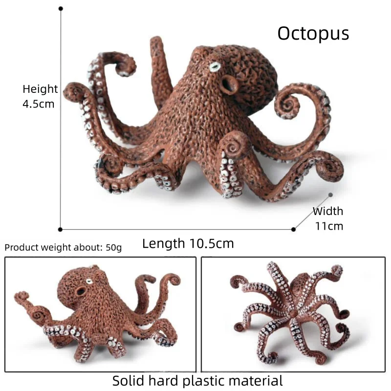 Ounex Realistic Squid Cuttlefish Octopus Figurines Solid Plastic TPR Marine Animal Models Simulation Sea Creature Statues