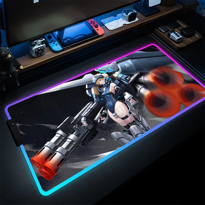 

RGB коврик для мыши компьютерный геймер аниме девушка коврик для мыши синий архив Asuma Toki коврик для клавиатуры светодиодный натуральный каучук игровой настольный коврик для мыши