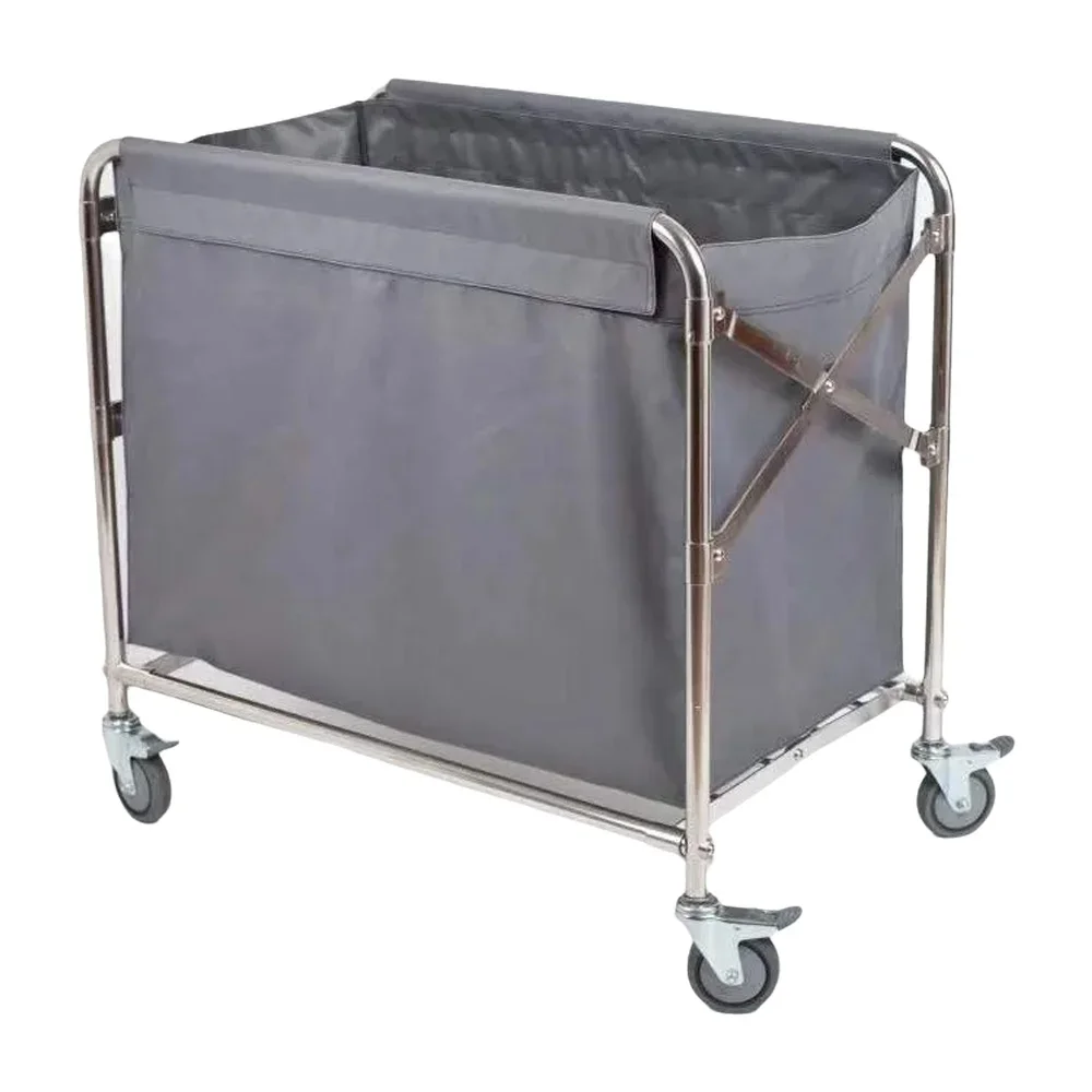 

3.0mm Thick Stainless Steel Folding Hotel Trolley Dry Wet Classification Handcart PPR 4 5inch Silent Wheel Cart Service Vehicle