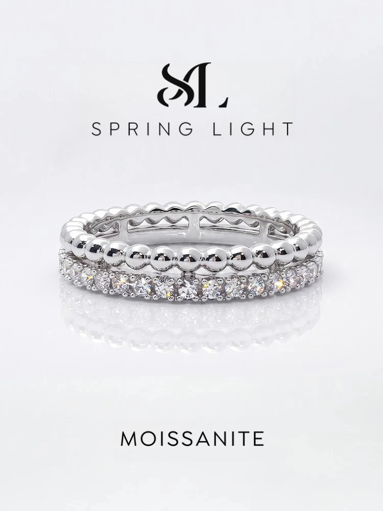 Funkelnde Echte Moissanit-Diamant Mode Runde Eheringe für Frauen Jubiläum Personalisierter Hochwertiger Party-Schmuck – Detail 1